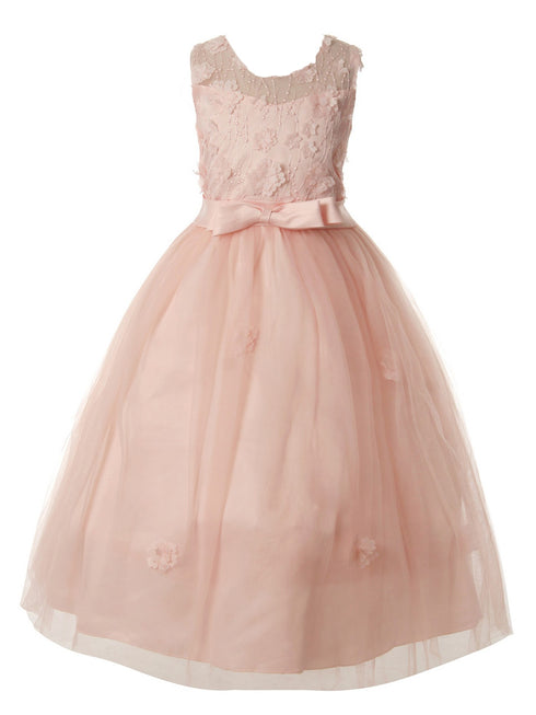 Rain Kids Girls Multi Color 3D Floral Applique Elegant Christmas Dress 4-14 - SophiasStyle.com