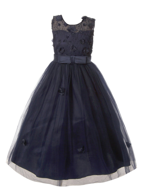 Rain Kids Girls Multi Color 3D Floral Applique Elegant Christmas Dress 4-14 - SophiasStyle.com