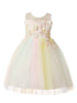 Rain Kids Girls Multi Color 3D Floral Applique Tulle Flower Girl Dress 3-10 - SophiasStyle.com