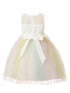 Rain Kids Girls Multi Color 3D Floral Applique Tulle Flower Girl Dress 3-10 - SophiasStyle.com