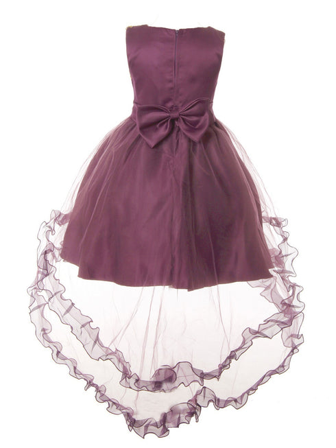 Rain Kids Girls Multi Color Gold Floral Applique Hi-Low Christmas Dress 3-12 - SophiasStyle.com