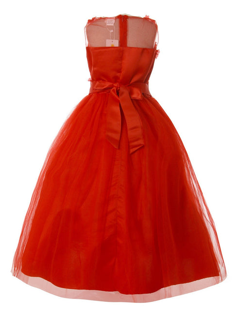 Rain Kids Big Girls Red 3D Floral Applique Elegant Christmas Dress 8-14 - SophiasStyle.com