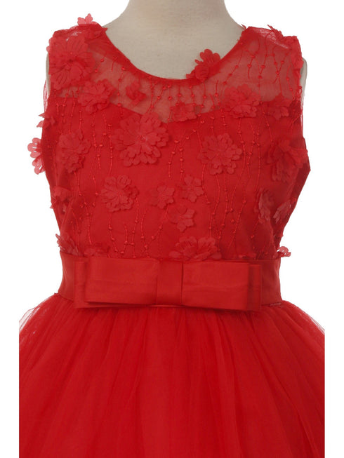 Rain Kids Big Girls Red 3D Floral Applique Elegant Christmas Dress 8-14 - SophiasStyle.com