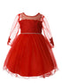 Rain Kids Little Girls Multi Color Tulle Sleeve Pearl Lace Flower Girl Dress 1-6 - SophiasStyle.com