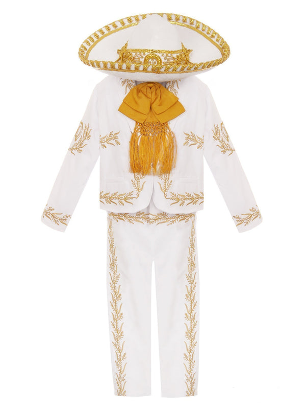 Rain Kids Boys White Charro 6pc Formal Suit Hat Set 6M-6 - SophiasStyle.com