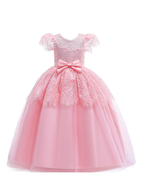 Rainkids Girls Multi Color Ivory Lace Bow Flower Girl Easter Dress 4-14 - SophiasStyle.com