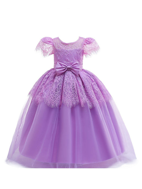 Rainkids Girls Multi Color Ivory Lace Bow Flower Girl Easter Dress 4-14 - SophiasStyle.com