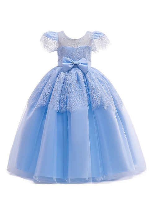 Rainkids Girls Multi Color Ivory Lace Bow Flower Girl Easter Dress 4-14 - SophiasStyle.com