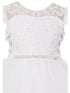 Rainkids Big Girls White Cap Sleeve Pearls Rhinestones Bow Communion Dress 7-16 - SophiasStyle.com