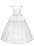Rainkids Girls White Embroidered Cap Sleeve Tunic Sequins Communion Dress 7-16 - SophiasStyle.com