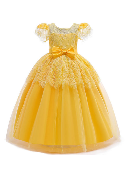 Rainkids Girls Multi Color Ivory Lace Bow Flower Girl Easter Dress 4-14 - SophiasStyle.com