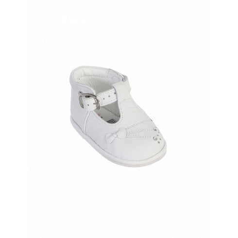 Girls White T-Strap Buckled Closure Leather Baptism Dress Shoes 1-4 Baby - SophiasStyle.com