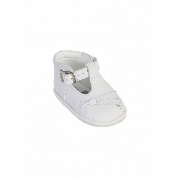 Girls White T-Strap Buckled Closure Leather Baptism Dress Shoes 1-4 Baby - SophiasStyle.com