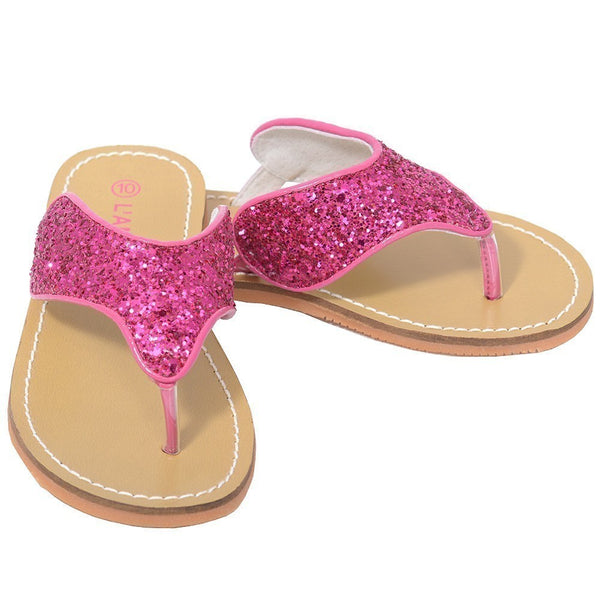 L'Amour Fuchsia T Strap Flip Flop Summer Spring Sandal Toddler Girl 7-10 - SophiasStyle.com