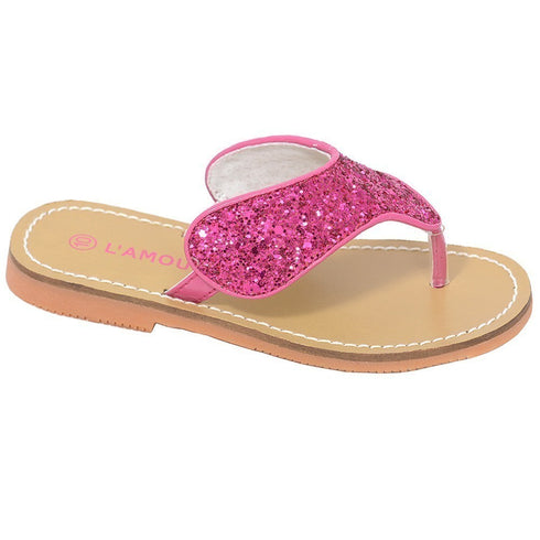 L'Amour Fuchsia T Strap Flip Flop Summer Spring Sandal Girl 11-4 - SophiasStyle.com