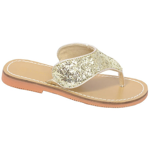 L'Amour Gold T Strap Flip Flop Summer Spring Sandal Toddler Girl 7-10 - SophiasStyle.com