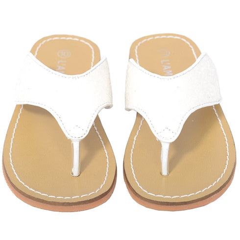 L'Amour White T Strap Flip Flop Summer Spring Sandal Toddler Girl 7-10 - SophiasStyle.com