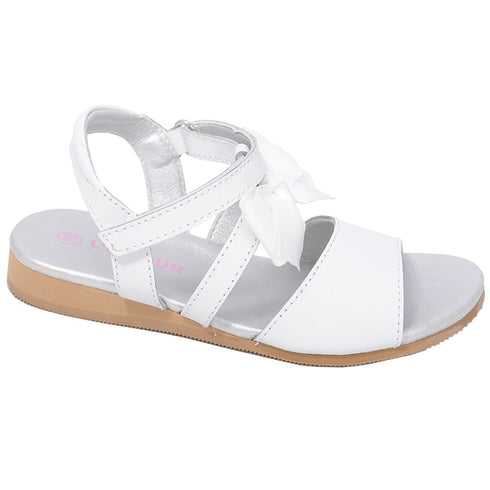 L'Amour White Bow Straps Spring Summer Sandals Toddler Girls 7-10 - SophiasStyle.com