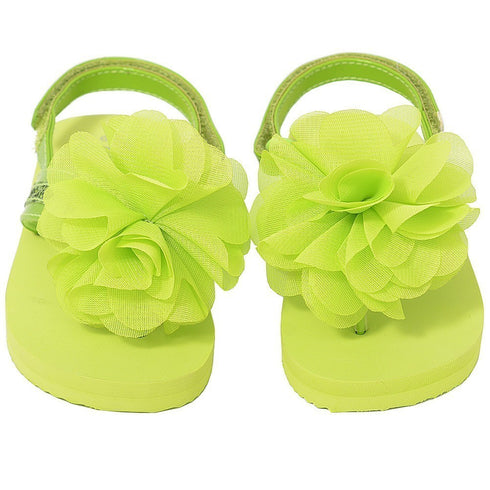 L'Amour Green Sequin Strap Flower Flip Flop Sandals Toddler Girls 5-10 - SophiasStyle.com