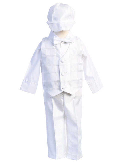 Lito Little Boys White Plaid Vest Pants Shirt Scott Christening Outfit 2T-3T - SophiasStyle.com