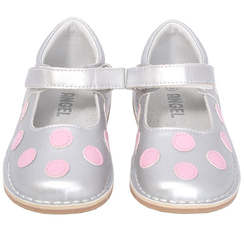 L'Amour Silver Pink Dot Mary Jane Dress Shoe Baby Toddler Girl 4-10 - SophiasStyle.com
