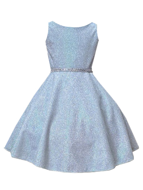 Girls Silver Glitter Metallic Flower Girl Dress, Sizes 2-16 - SophiasStyle.com