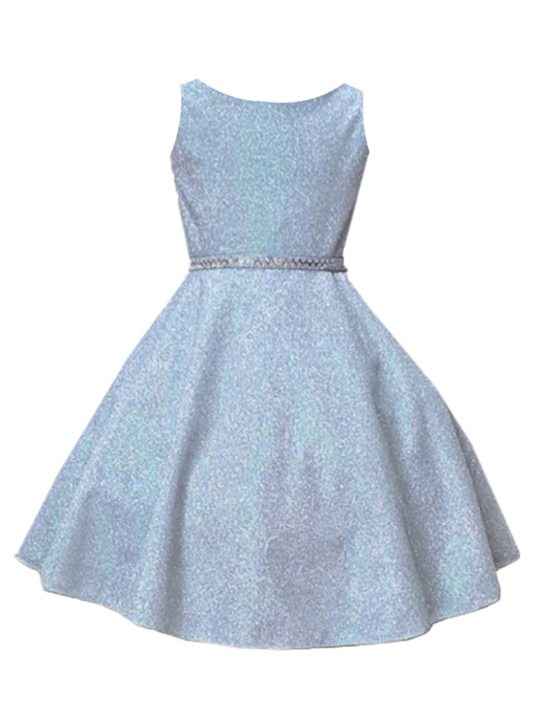 Girls Silver Glitter Metallic Flower Girl Dress, Sizes 2-16 - SophiasStyle.com