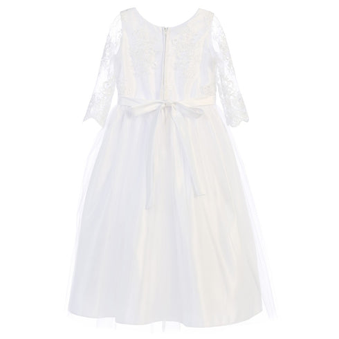 Sweet Kids Big Girls White Embroidered Lace Scallop Communion Dress 7-16 - SophiasStyle.com