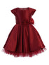 Sweet Kids Baby Girls Burgundy Full Pleated Satin Bow Flower Girl Dress 6-24M - SophiasStyle.com