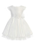 Sweet Kids Little Girls White Full Pleated Satin Bow Flower Girl Dress 2-6 - SophiasStyle.com