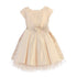 Sweet Kids Little Girls Champagne Satin Full Pleated Bow Christmas Dress 2-6 - SophiasStyle.com
