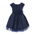 Sweet Kids Little Girls Navy Satin Full Pleated Bow Accent Christmas Dress 2-6 - SophiasStyle.com