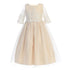 Sweet Kids Little Girls Champagne Sequin Cord Detail Flower Girl Dress 2-6 - SophiasStyle.com