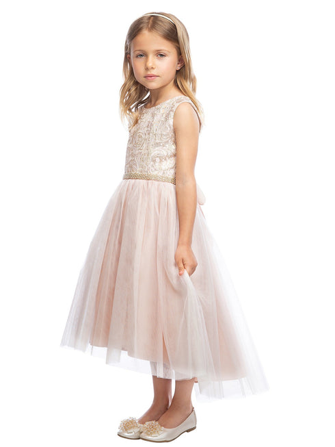 Sweet Kids Girls Embroidered Tulle Overlay Rhinestone Christmas Dress 6M-16 - SophiasStyle.com
