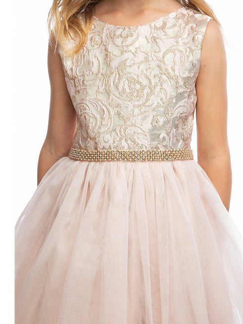 Sweet Kids Girls Embroidered Tulle Overlay Rhinestone Christmas Dress 6M-16 - SophiasStyle.com