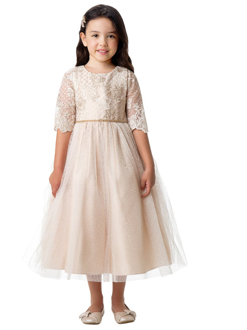 Girls Multi Color Lattice Embroidered Lace Junior Bridesmaid Dress 6M-16 - SophiasStyle.com