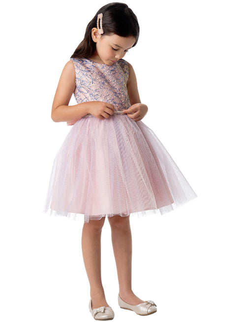 Sweet Kids Big Girls Petal Pink Sequin Mesh Crystal Tulle Easter Dress 7-12 - SophiasStyle.com
