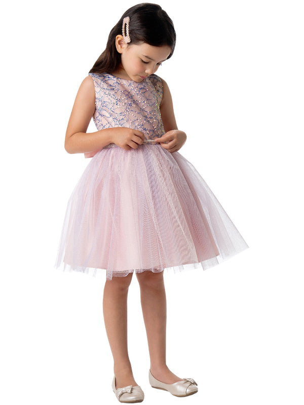 Sweet Kids Big Girls Petal Pink Sequin Mesh Crystal Tulle Easter Dress 7-12 - SophiasStyle.com