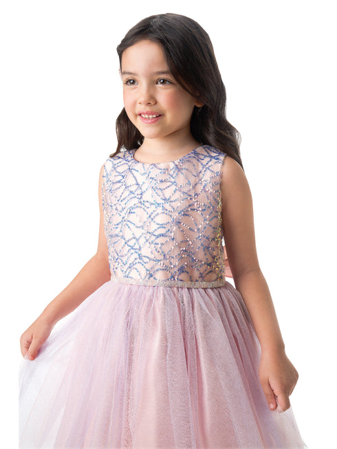 Sweet Kids Big Girls Petal Pink Sequin Mesh Crystal Tulle Easter Dress 7-12 - SophiasStyle.com