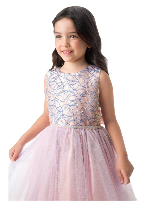 Sweet Kids Little Girls Petal Pink Sequin Mesh Crystal Tulle Easter Dress 2-6 - SophiasStyle.com