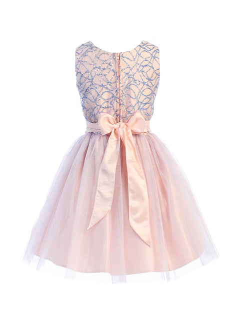 Sweet Kids Big Girls Petal Pink Sequin Mesh Crystal Tulle Easter Dress 7-12 - SophiasStyle.com