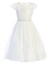 Big Girls Off White Cord Sequin Embroidered Lace Junior Bridesmaid Dress 7-16 - SophiasStyle.com