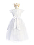 Girls White Sequin Floral Embroidered Lace Peplum Communion Dress 6-16 - SophiasStyle.com