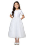Girls White Beaded Sleeve Waist Satin Crystal Tulle Communion Dress 6-16 - SophiasStyle.com