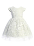 Little Girls Sage Pearl Trim Floral Lace Crystal Tulle Flower Girl Dress 2-6 - SophiasStyle.com
