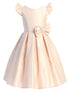 Girls Blush Flutter Sleeve Pleated Skirt Satin Junior Bridesmaid Dress 7-16 - SophiasStyle.com