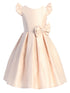 Little Girls Blush Flutter Sleeve Pleated Skirt Satin Flower Girl Dress 2-6 - SophiasStyle.com