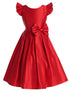 Sweet Kids Big Girls Red Flutter Sleeve Pleated Junior Bridesmaid Dress 7-16 - SophiasStyle.com