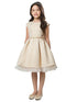Big Girls Ivory Pleated Jacquard Cap Sleeve Tulle Junior Bridesmaid Dress 7-16 - SophiasStyle.com