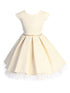 Big Girls Ivory Pleated Jacquard Cap Sleeve Tulle Junior Bridesmaid Dress 7-16 - SophiasStyle.com